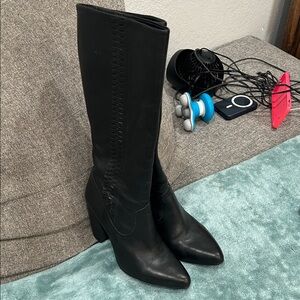 Vince Camuto Black Leather Over-the-Knee Boots